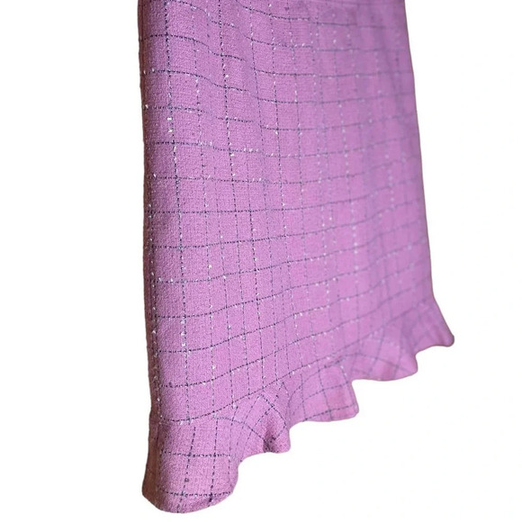 Nicole. Nicole Miller Women's Windowpane Pink Plaid Ruffle Trim Skirt Size 8 - Picture 2 of 11